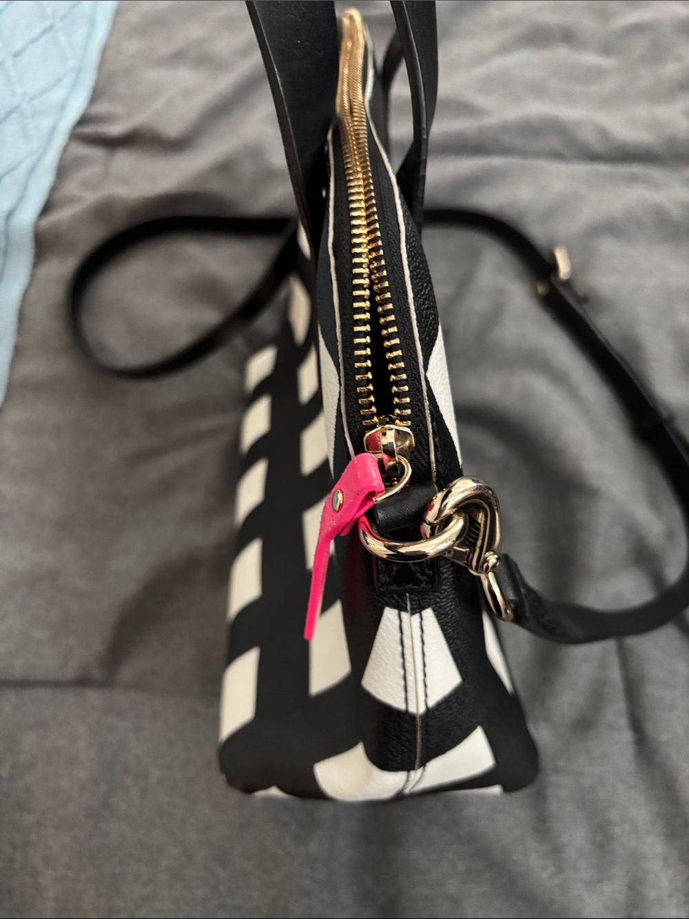 kate spade Black & White Checkerboard Dome Satchel - Picture 6 of 12